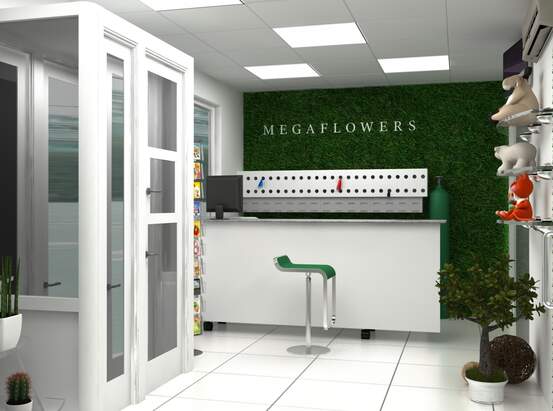 Дизайн интерьера салонов продаж Megaflowers