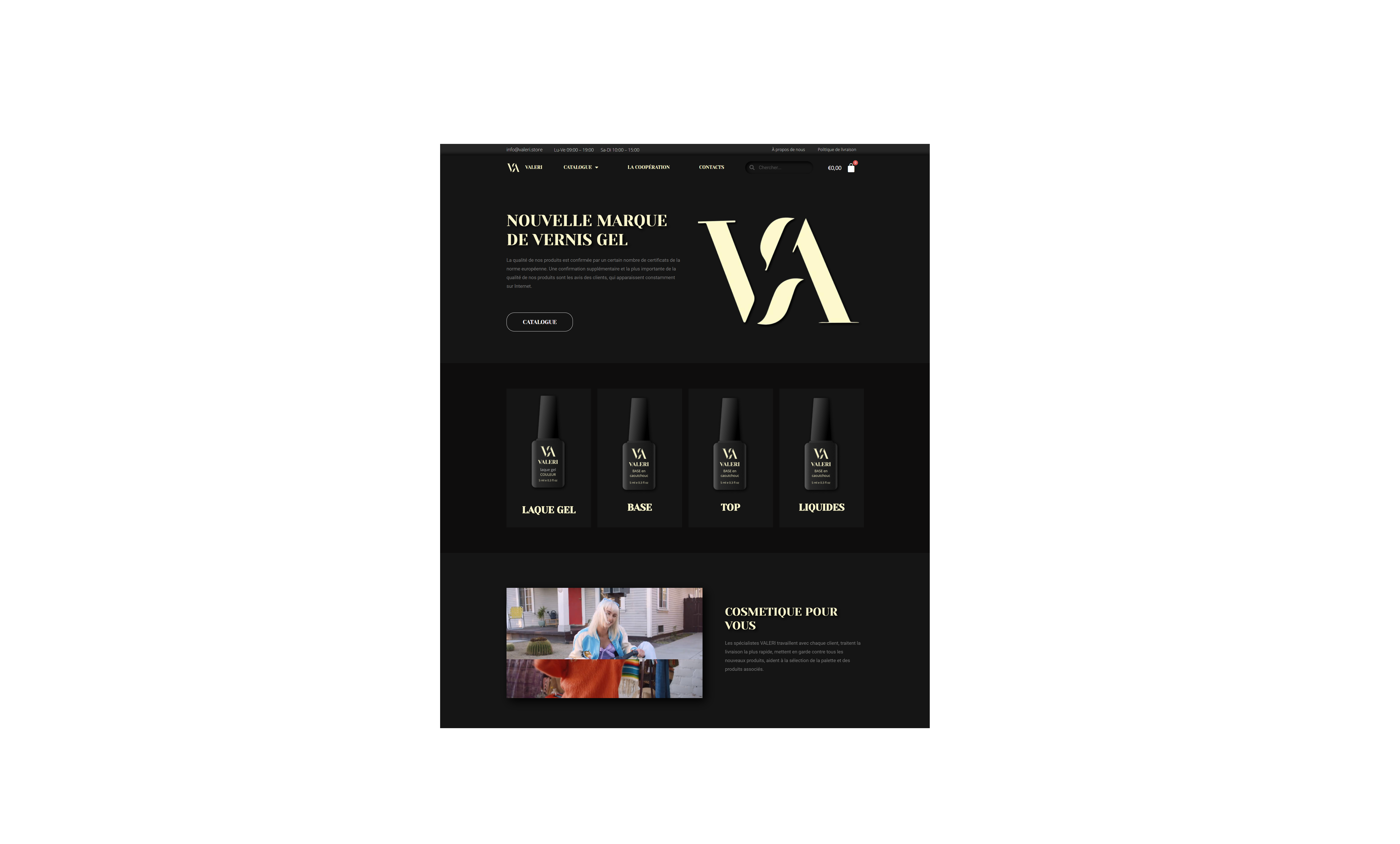 Сайт для французкого бренда гель-лаков VALERI