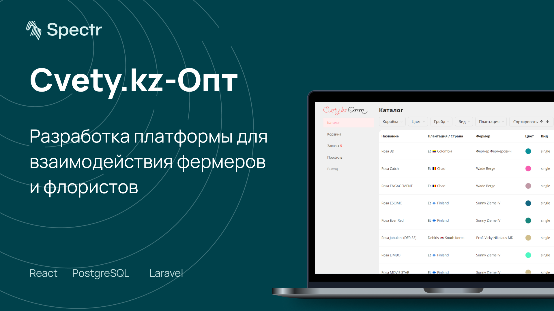 Cvety.kz-Опт — платформа, автоматизирующая взаимодействие фермеров и флористов