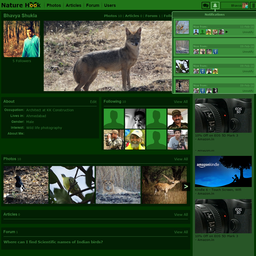 Social Network for Wildlife Photographers